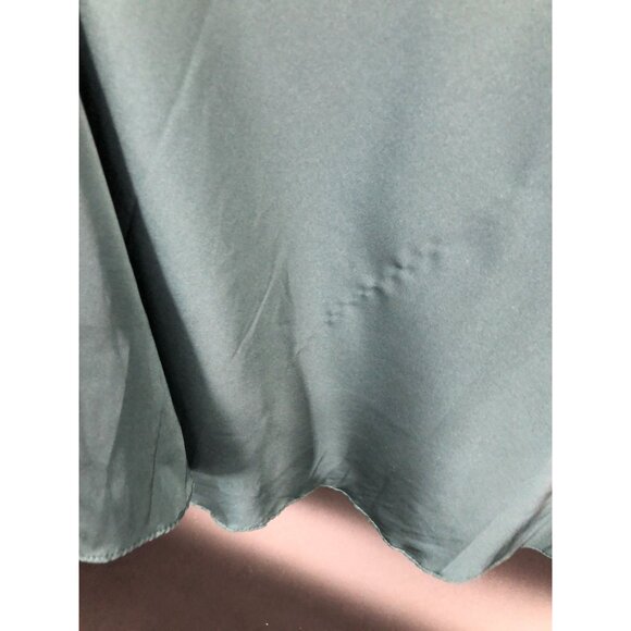 Lulus Women's Front Slit Satin Maxi Dress S Teal Green Formal Dance Bridesmaid - Picture 7 of 12